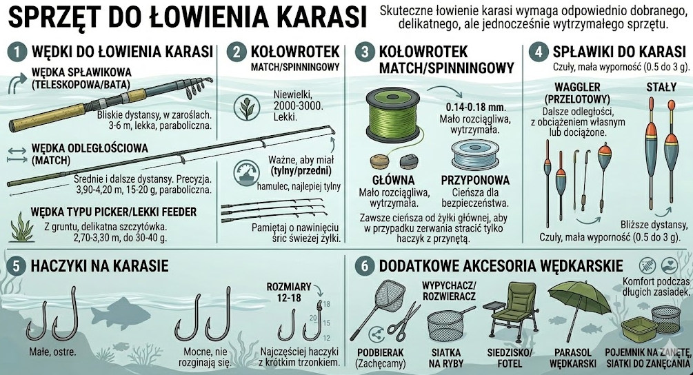 sprzęt do łowienia karasi
