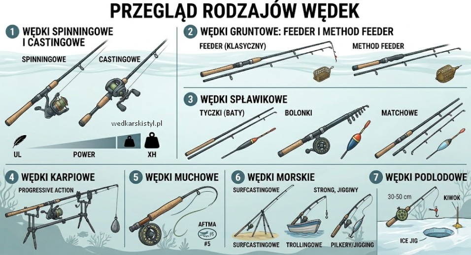 rodzaje wędek