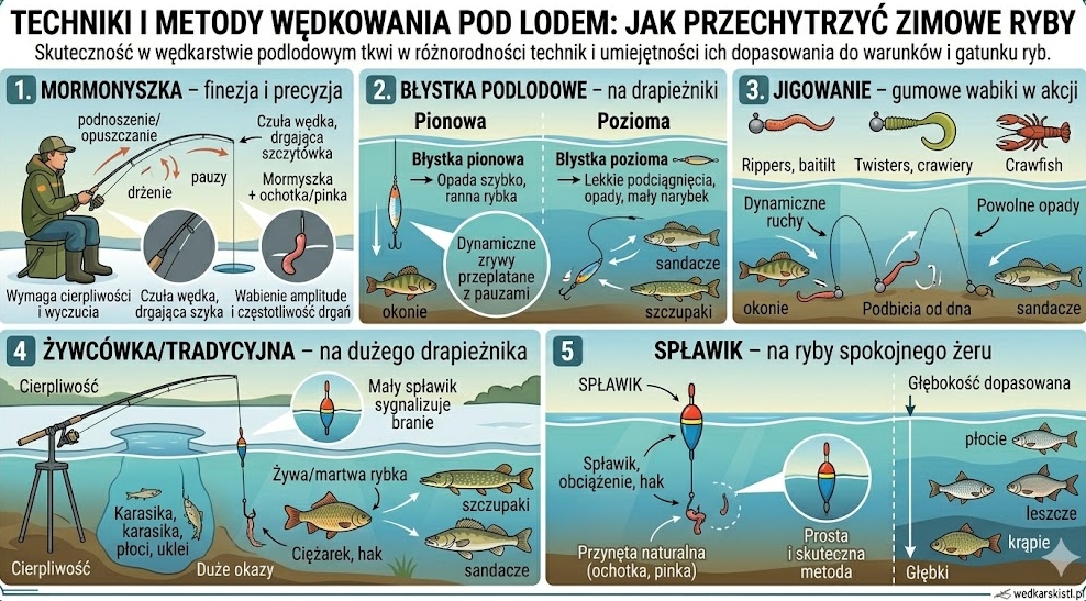 techniki wędkowania pod lodem